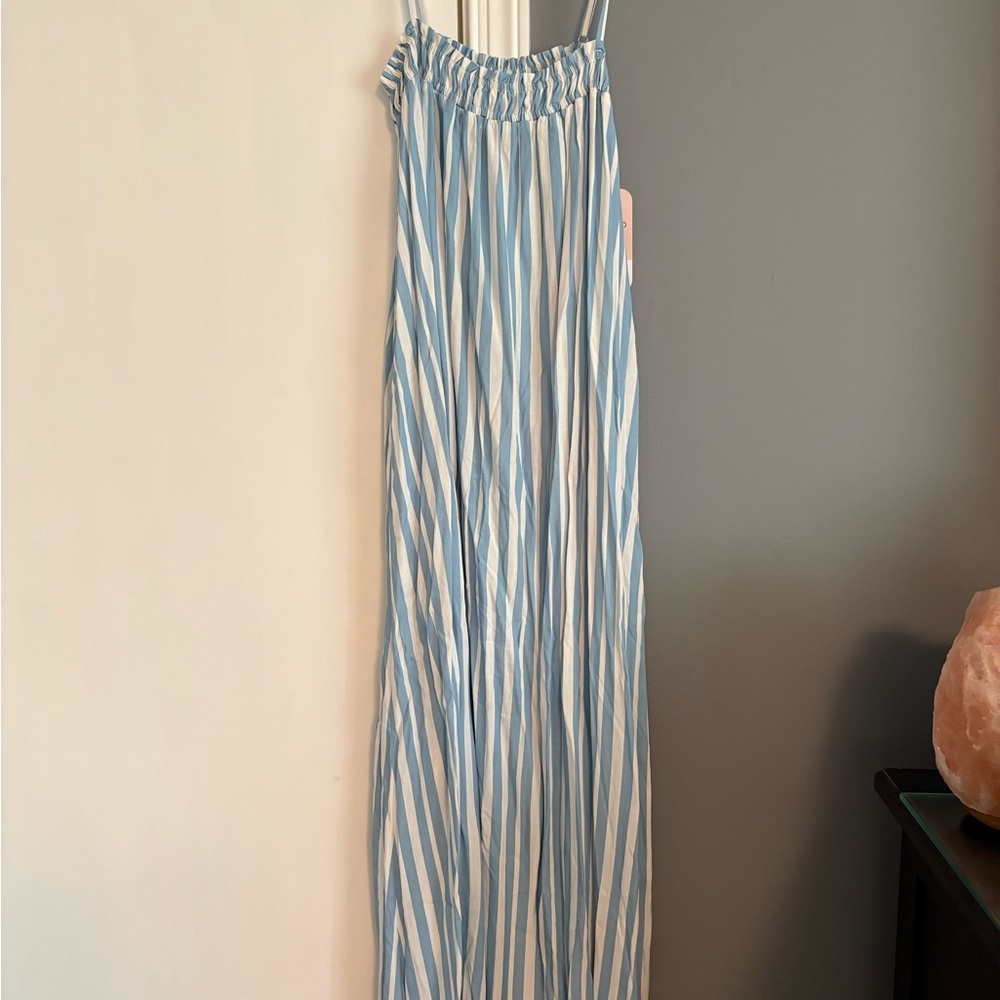Blue and White Striped Dress